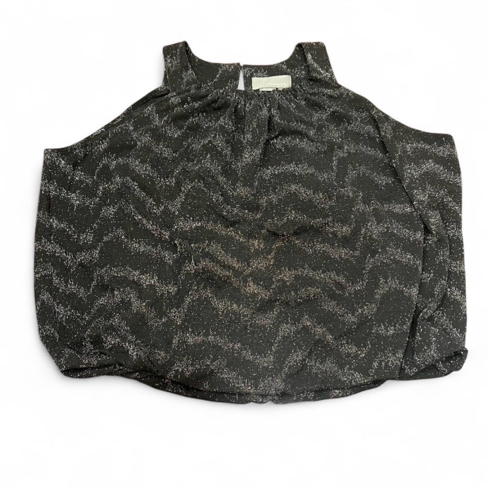 Anthropologie Carly Shimmer Black & Silver Sleeveless Top Size XS Party Club